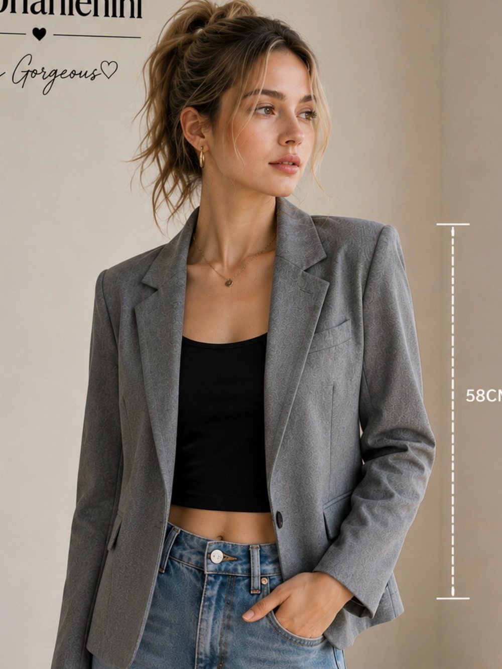 Express Women’s Gray Tailored Fitted One-Button Blazer Jacket Size 4